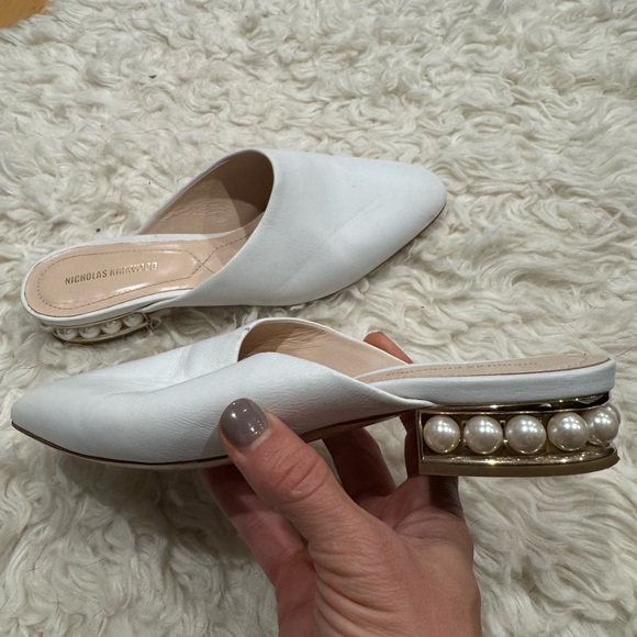 Nicholas Kirkwood Leather Beaded Accents Mules pearls size 37 veto cugio - Picture 1 of 8
